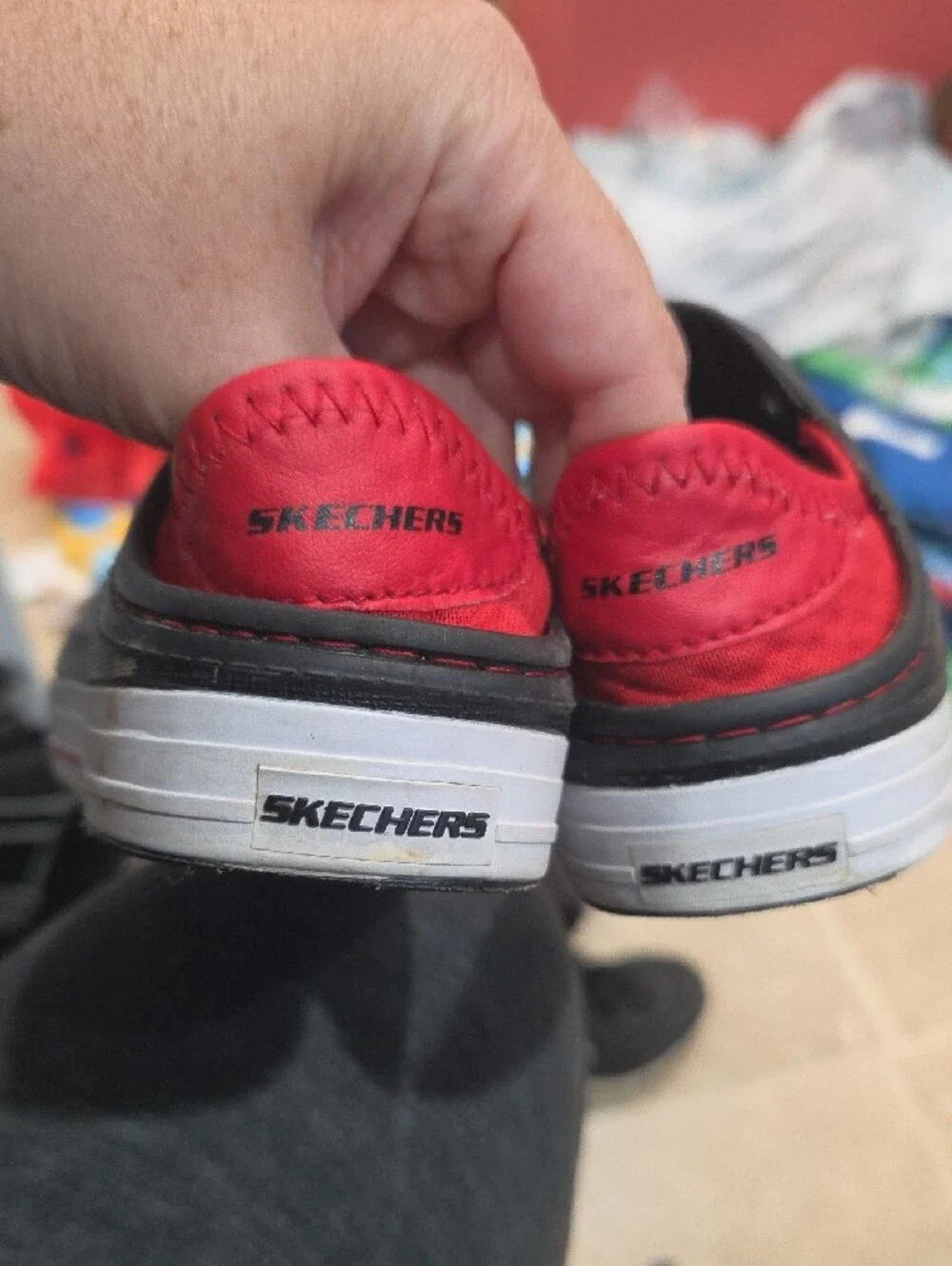 Skechers Kids Black and Red Slip-On Water Shoes